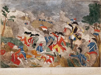 Die Schlacht von Jemmapes, 6. November 1792, gedruckt von Basset
